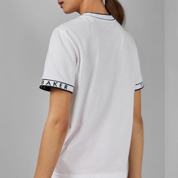 Size 12 NWT Ted Baker Branded Ribbed Tee - Picture 6 of 7